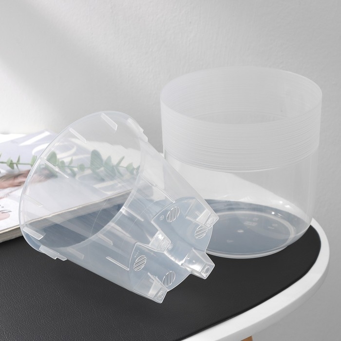 Кашпо для цветов со вставкой «Линель», 2,7 л, d=16 см, h=16 см, прозрачный Кашпо для цветов со вставкой «Линель», 2,7 л, d=16 см, h=16 см, прозрачный