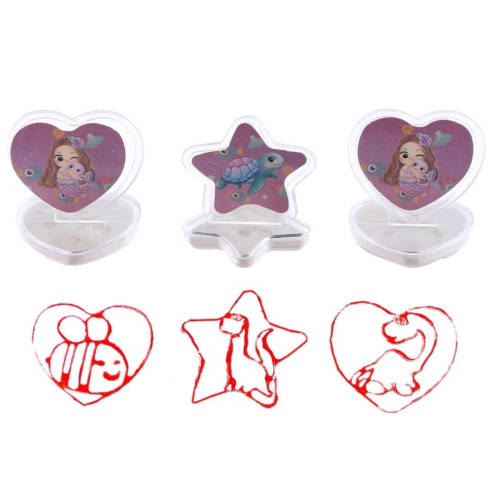 Печать цветная &laquo;Русалочка&raquo;, набор 3 шт., ролик-печать с 2 насадками, штемпельная подушка