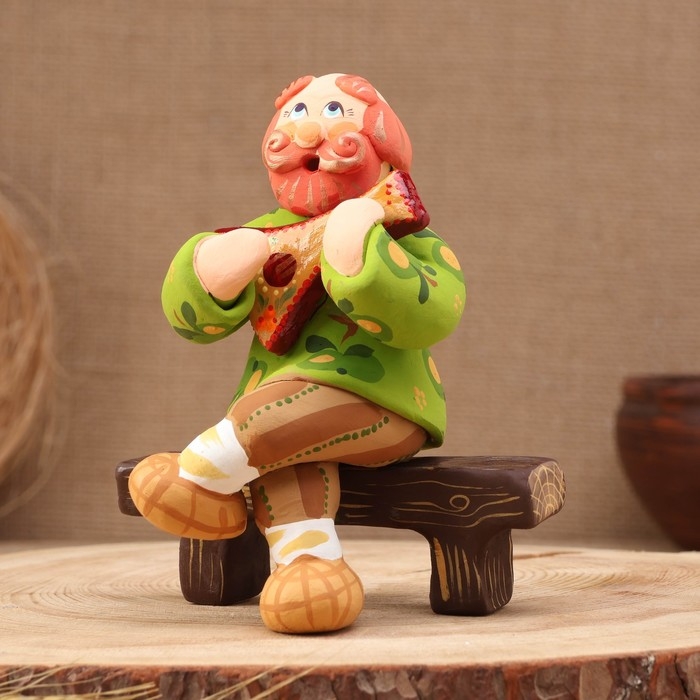 Ковровская игрушка Ковровская игрушка "Скамейка Дед с балалайкой", керамика