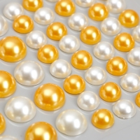 Наклейка пластик стразы "Полужемчужины разных размеров" белые и оранжевые9,5х11 см Наклейка пластик стразы "Полужемчужины разных размеров" белые и оранжевые9,5х11 см