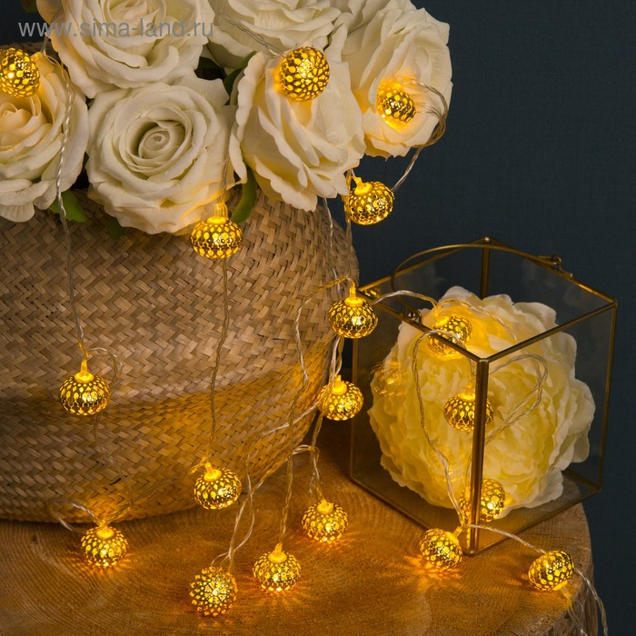 Гирлянда «Нить» 4 м с насадками «Фонарик», IP20, прозрачная нить, 20 LED, свечение тёплое белое, 8 режимов, 220 В Гирлянда «Нить» 4 м с насадками «Фонарик», IP20, прозрачная нить, 20 LED, свечение тёплое белое, 8 режимов, 220 В