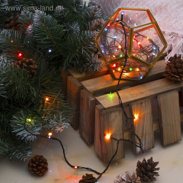 Гирлянда «Нить» 3.5 м, IP20, тёмная нить, 50 ламп, свечение мульти, 8 режимов, 220 В Гирлянда «Нить» 3.5 м, IP20, тёмная нить, 50 ламп, свечение мульти, 8 режимов, 220 В