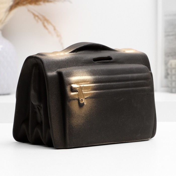 Копилка "Барсетка" черная, 18х12х13см