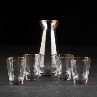 Набор для напитков из стекла «Иней. Золото», 5 предметов: графин 300 мл, 4 стакана 70 мл Набор для напитков из стекла «Иней. Золото», 5 предметов: графин 300 мл, 4 стакана 70 мл