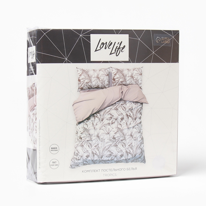 Постельное бельё LoveLife евро Tropics 200х220см,225х240см,50х70см-2шт, жатка, 100% п/э, 100гр/м2