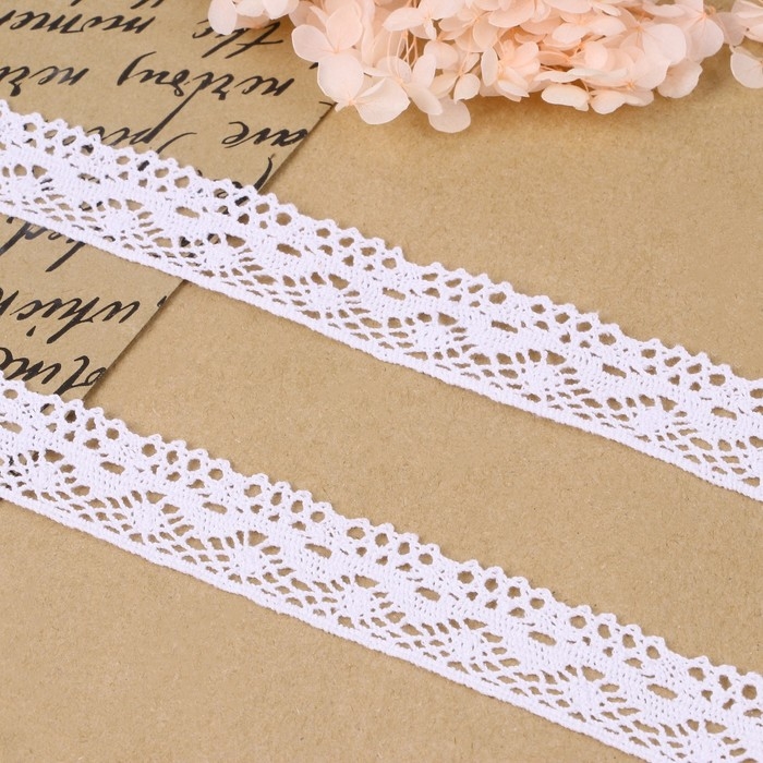 Кружево вязаное, 28 мм &times; 10 &plusmn; 1 м, цвет белый