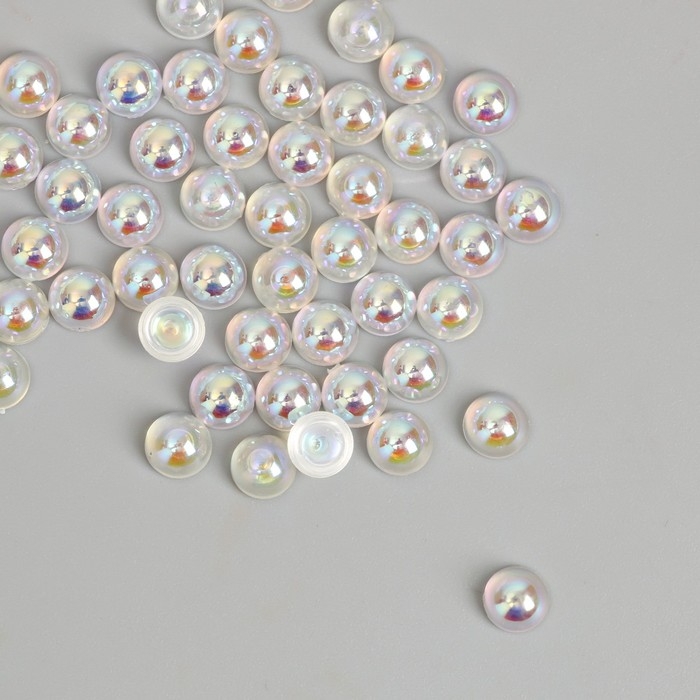 Декор для творчества пластик "Переливающиеся половинки" набор 50 шт 0,6х0,6 см