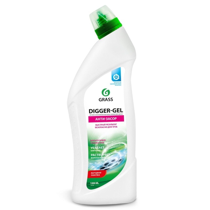 Средство для прочистки канализационных труб &laquo;DIGGER-GEL&raquo;, флакон, 1 л