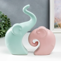 Сувенир керамика "Два слона" пастель матовый набор 2 шт 12х12 22х13 см Сувенир керамика "Два слона" пастель матовый набор 2 шт 12х12 22х13 см
