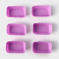 Набор форм для выпечки Доляна &laquo;Риб. Прямоугольник&raquo;, силикон, 8&times;4,5&times;2,5 см, 6 шт, цвет сиреневый