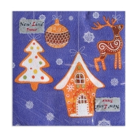 Новый год. Салфетки бумажные Fresco "Новогодние пряники", 2 слоя, 33*33 см, 20 листов