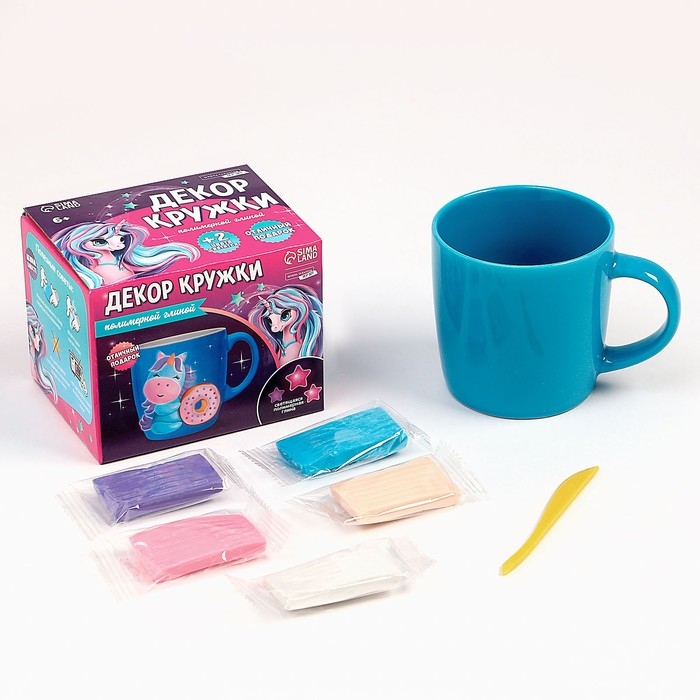 Набор для декора кружки полимерной глиной &laquo;Единорог и пончик&raquo;
