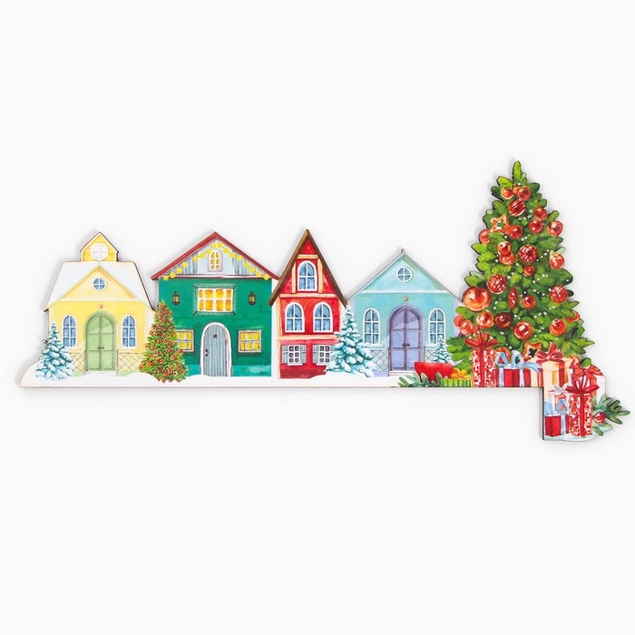 Декор на раму двери новогодний &laquo;Домики&raquo;,  на Новый год, 25,5 х 11,8 см