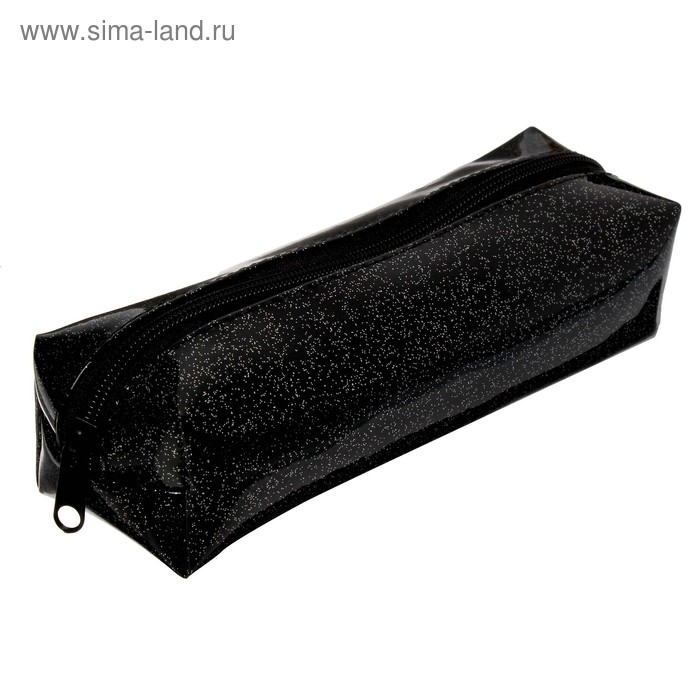 Пенал мягкий,1 отделение, квадро, 60 х 195 мм, Calligrata К-621, искусственная кожа, лак с блёсками, чёрный