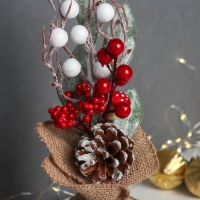 Декор "Яркий праздник, в мешочке" ягодки листочки, 25х10 см Декор "Яркий праздник, в мешочке" ягодки листочки, 25х10 см