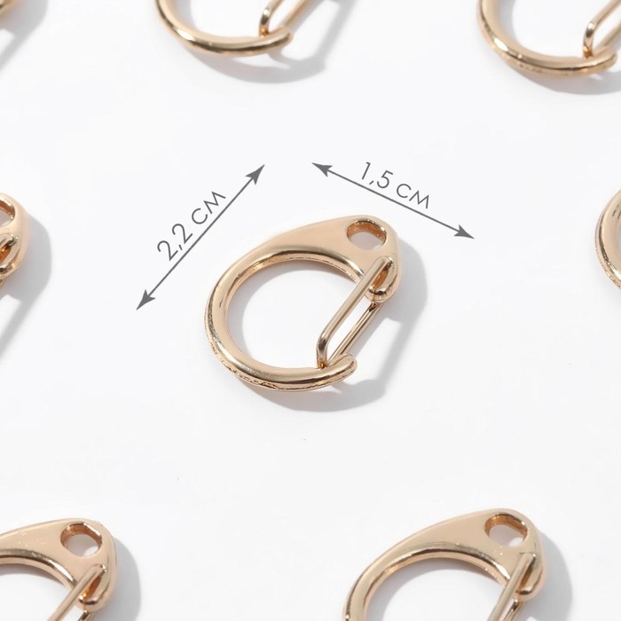 Карабин металлический &laquo;Круг&raquo;, d = 14 мм, 22 &times; 15 мм, 10 шт, цвет золотой