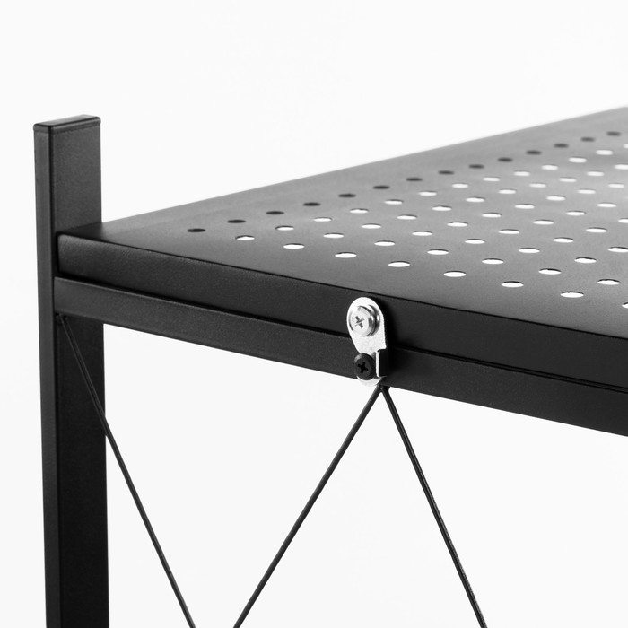 Стеллаж складной на колесах, 4 полки, 72&times;34&times;122см, цвет чёрный матовый