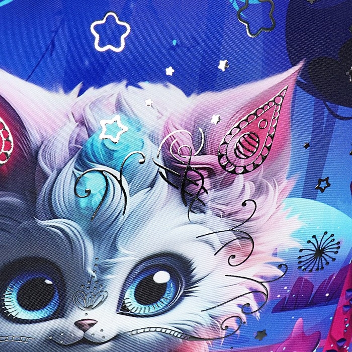 Папка для чертежей и рисунков А3, 470 х 350 х 75 мм, с ручками, текстильная, МД 3-20-4, Папка для чертежей и рисунков А3, 470 х 350 х 75 мм, с ручками, текстильная, МД 3-20-4, "Кошечка фэнтези"