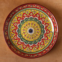 Ляган круглый Риштанская Керамика, красный, 37см, МИКС Ляган круглый Риштанская Керамика, красный, 37см, МИКС