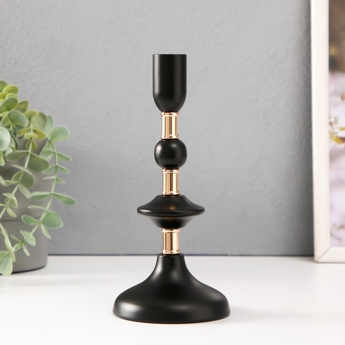 Подсвечник металл на 1 свечу d=2 см Подсвечник металл на 1 свечу d=2 см "Ирада" с золотом 9х9х19,5 см