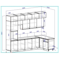 Кухонный гарнитур угловой в потолок 3000х1600 Виктория, Графит/Дуб крафт