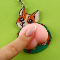 Брелок новогодний, для ключей, мялка &laquo;Корги с венком&raquo; 4,6 х 12,8 см