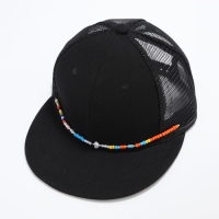Кепка женская с прямым козырьком &laquo;Крутой&raquo;, цвет чёрный, сетка, р-р 56, с бусами