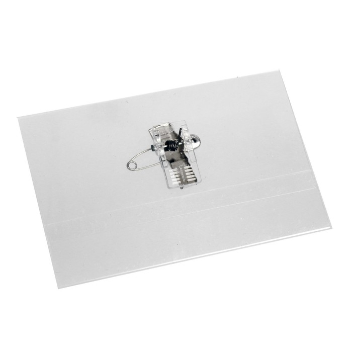 Набор из 50 штук, бейдж - карман горизонтальный (внешний 88 х 55мм), внутренний 88 х 53мм, 30мкр, с зажимом + булавка