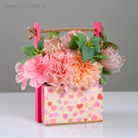 Кашпо деревянное, 15&times;12&times;8.5(25) см "Пауль и Любовь. Молодые сердца", с принтом