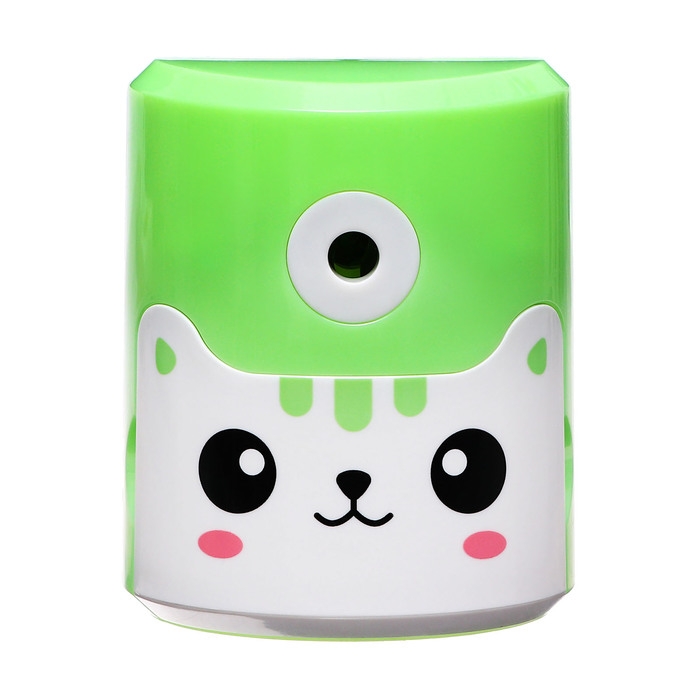 Точилка механическая с контейнером, Котик зеленый Точилка механическая с контейнером, Котик зеленый