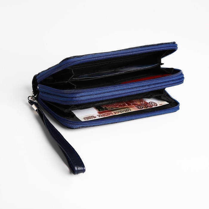 Кошелёк женский на молнии, цвет синий Кошелёк женский на молнии, цвет синий