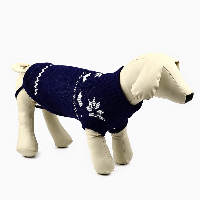 Одежда для собак. Свитер вязаный с орнаментом &laquo;Новогодний&raquo;, синий, размер XL