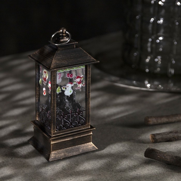 Светодиодная фигура &laquo;Камин с гирляндой&raquo; 5.5 &times; 13 &times; 5.5 см, пластик, батарейки AG13х3 (в комплекте), свечение тёплое белое