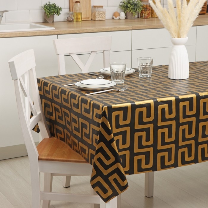 Клеёнка на стол Доляна &laquo;Грэйс&raquo;, на нетканой основе, ширина 137 см, толщина 0,2 мм, рулон 20 м, цвет чёрный