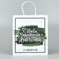 Пакет подарочный крафт &laquo;23 февраля&raquo;, 25 х 22 х 12 см