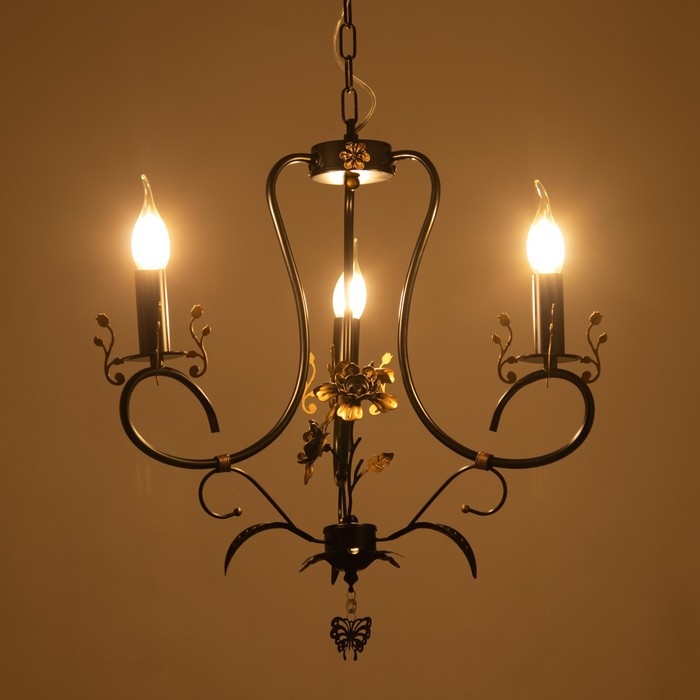 Люстра Люстра "Сандра" 3xE14 40Вт черно-золотой 51х51х52-110 см BayerLux