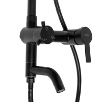 Душевая система ZEIN ZS-65BL, смеситель, троп. и ручная лейка квадрат, нерж. сталь, черный Душевая система ZEIN ZS-65BL, смеситель, троп. и ручная лейка квадрат, нерж. сталь, черный