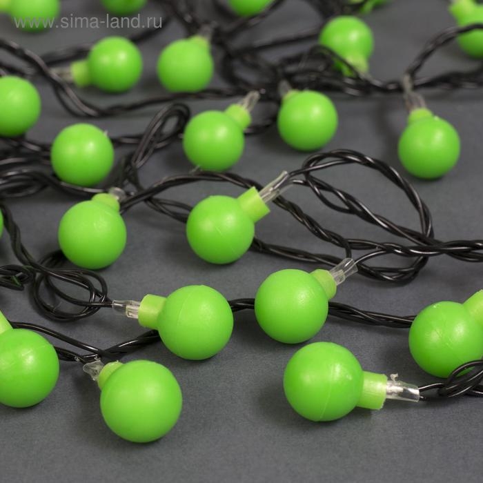 Гирлянда &laquo;Нить&raquo; 5 м с насадками &laquo;Шарики зелёные&raquo;, IP20, тёмная нить, 30 LED, свечение зелёное, 8 режимов, 220 В