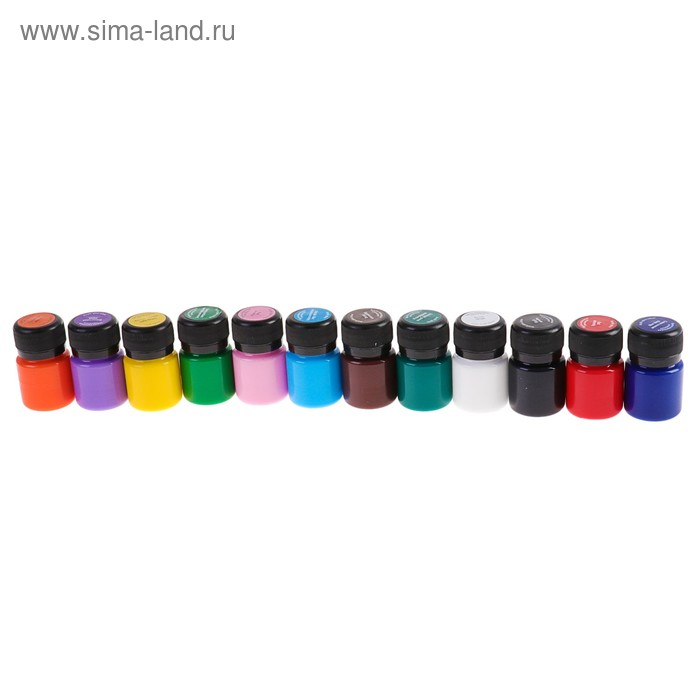 Краска акриловая, набор 12 цветов х 20 мл, ЗХК Decola, глянцевые, 2941116 Краска акриловая, набор 12 цветов х 20 мл, ЗХК Decola, глянцевые, 2941116