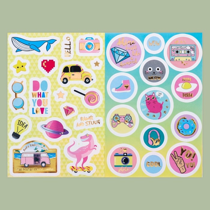 Наклейки детские в стикербуке &laquo;Настройся на позитив&raquo;, 8 листов, 14 х 21 см