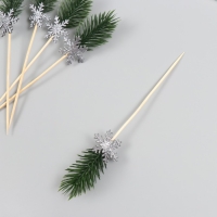 Декор для творчества  "Веточка и Снежинка", 17 см (набор 6 шт)