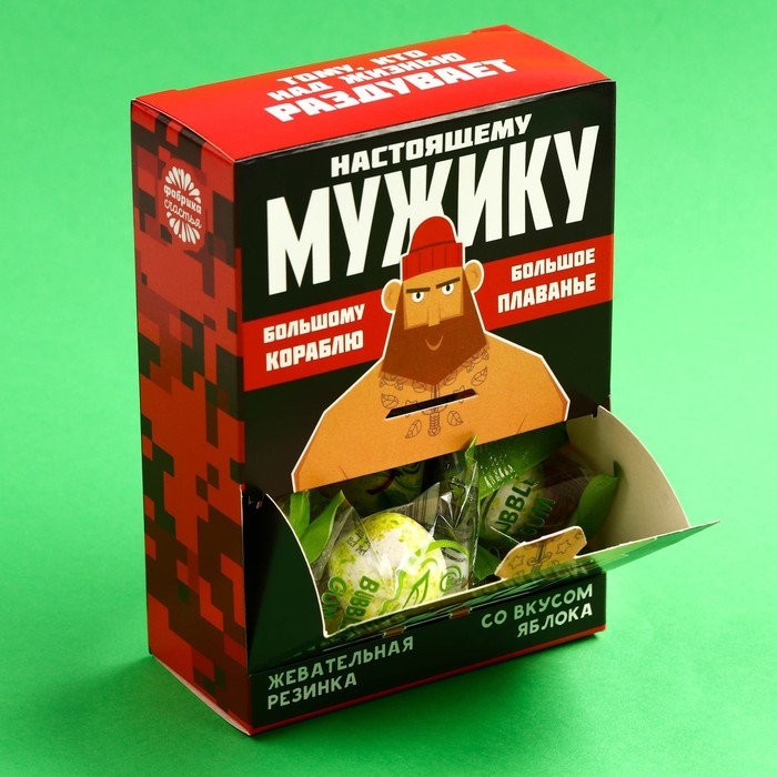Жевательная резинка &laquo;Мужику&raquo;, вкус: яблоко , 110 г.