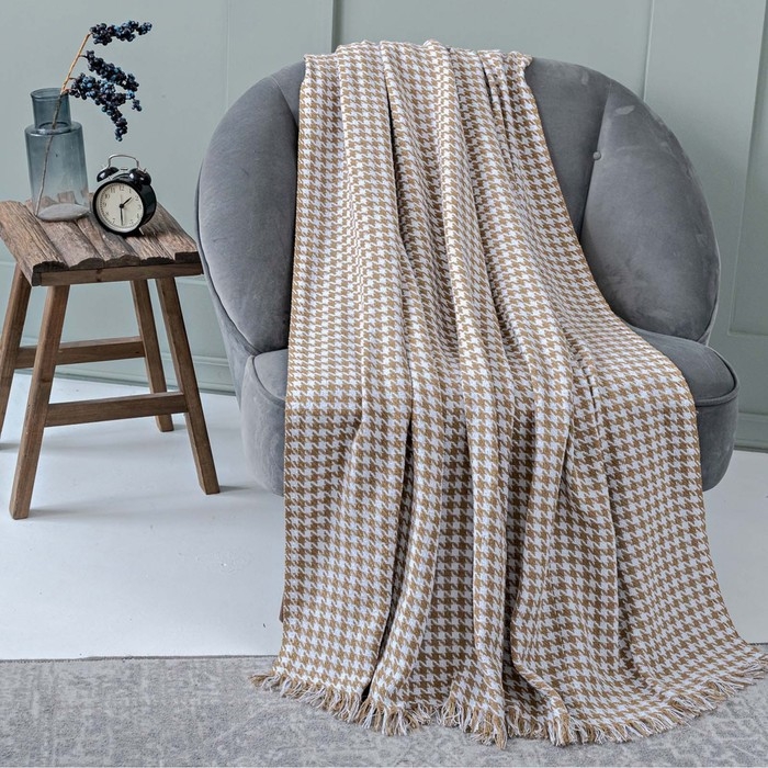 Плед Римский 140х200см, горчичный, хл80%, пэ20%, 320 г/м