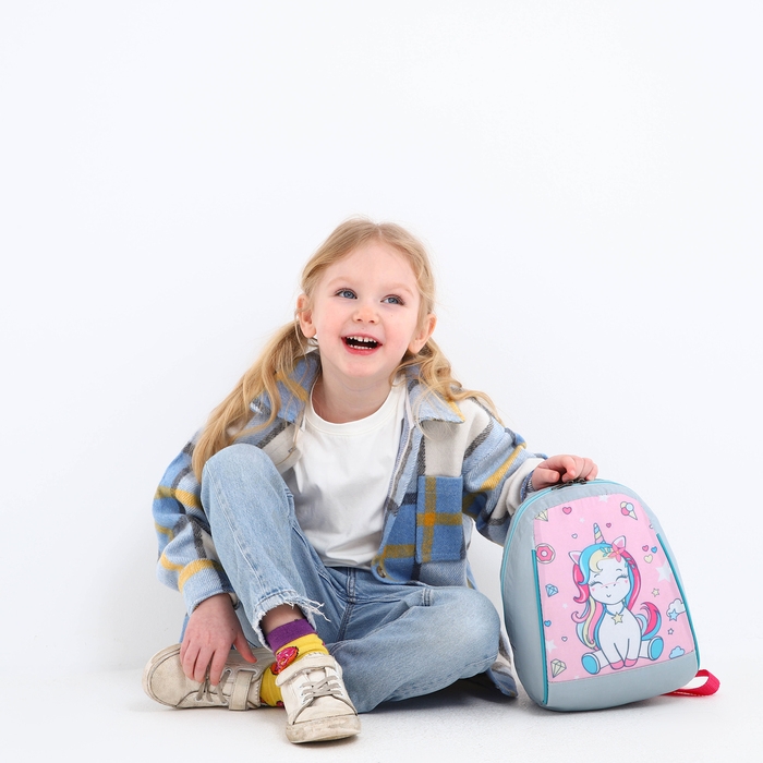 Рюкзак школьный детский для девочки «Единорожка», 20х13х26, отд на молнии, сиреневый Рюкзак школьный детский для девочки «Единорожка», 20х13х26, отд на молнии, сиреневый