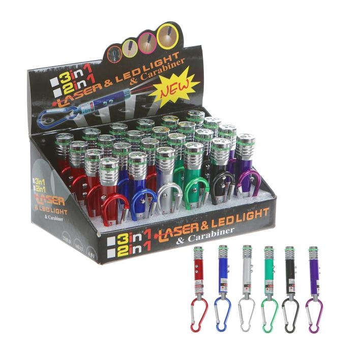 Лазер на карабине с фонариком, цвета МИКС Лазер на карабине с фонариком, цвета МИКС