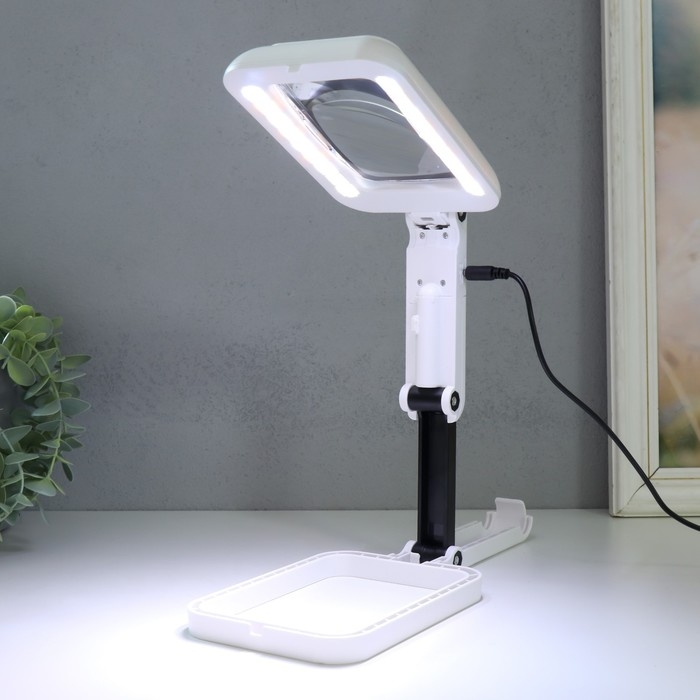 Лампа-лупа с увеличит.стеклом х3 для творчества 3 режима LEDx18 от 3АAA+ USB 10,5х28 см