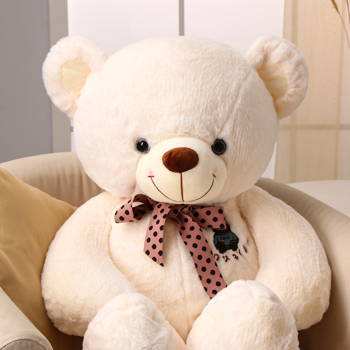 Мягкая игрушка &laquo;Мишка&raquo;, с бантом в горошек, 100 см, цвет белый
