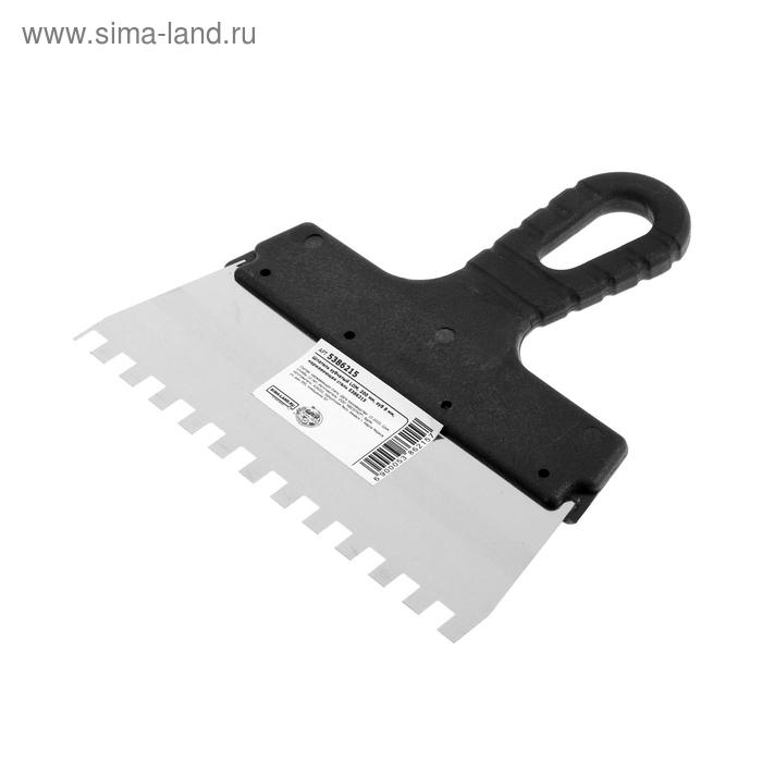 Шпатель зубчатый ЛОМ, 200 мм, зуб 8 мм, нержавеющая сталь