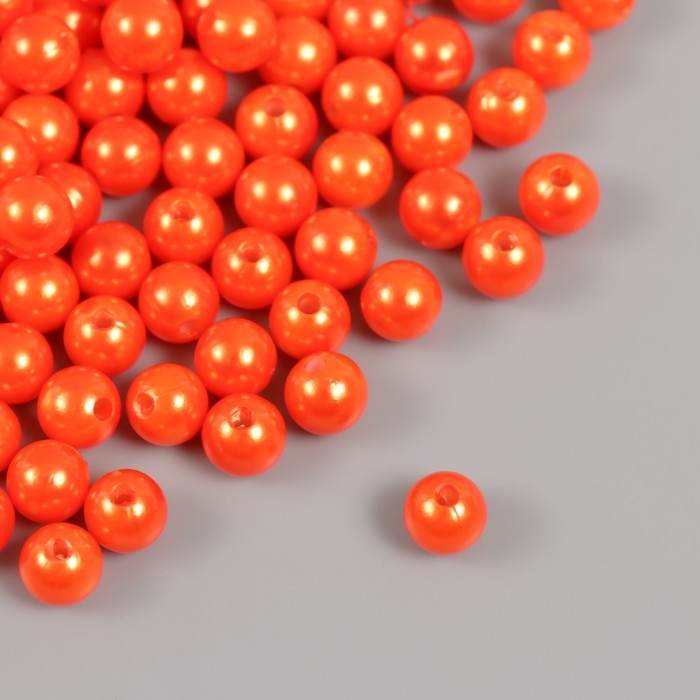 Набор бусин "Жемчуг" d 8 мм, 250 гр, морковный