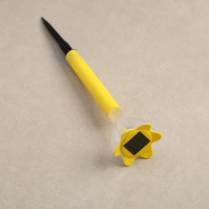 Садовый светильник на солнечной батарее &laquo;Цветок жёлтый&raquo;, 6 &times; 29 &times; 6 см, 1 LED, свечение белое